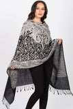 Sanika Embroidered Shawl: Black & Silver