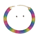 Collar Pave Rainbow Rhinestone Necklace