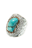 Turquoise Rhinestone Alloy Rings: Gold