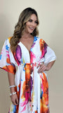 Watercolor print Maxi Dress
