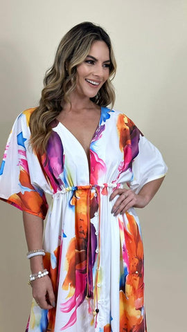 Watercolor print Maxi Dress