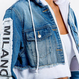 TOUR PATCH DENIM JACKETS WITH HOODIES-RJK30230: MEDIUM / LIGHT BLUE/WHITE