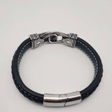 Men's Stainless Steel Carved Leather Viking Bracelet