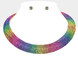Collar Pave Rainbow Rhinestone Necklace