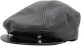 Black Leather Ascot Cap