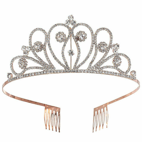 Paisley Flexible Rhinestone Tiara: Rose Gold