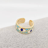 Enamel Gold-Plated Evil Eye Ring: Blue
