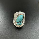 Turquoise Rhinestone Alloy Rings: Gold
