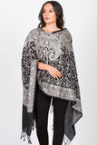 Sanika Embroidered Shawl: Black & Silver