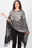 Sanika Embroidered Shawl: Black & Silver