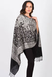 Sanika Embroidered Shawl: Black & Silver