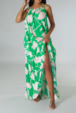 Pink and Green Fleur Maxi Dress