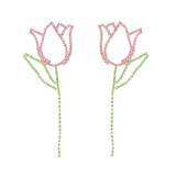 Dangle Pink Green Stone Tulip Earrings