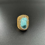 Turquoise Rhinestone Alloy Rings: Gold