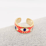 Enamel Gold-Plated Evil Eye Ring: Blue