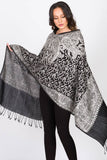 Sanika Embroidered Shawl: Black & Silver
