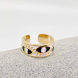 Enamel Gold-Plated Evil Eye Ring: Blue