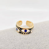 Enamel Gold-Plated Evil Eye Ring: Blue