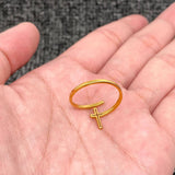 18K Gold-plated Stainless Steel Cross Adjustable Ring