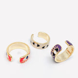 Enamel Gold-Plated Evil Eye Ring: Blue