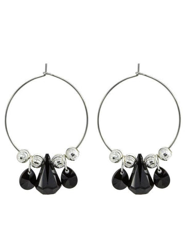 Black Crystal Hoop Earrings
