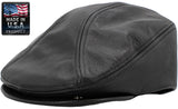 Black Leather Ascot Cap