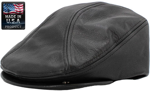 Black Leather Ascot Cap