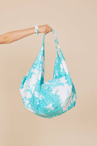 turquoise and white coral bag