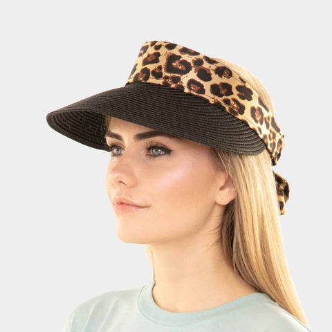 Leopard print travel sun visor