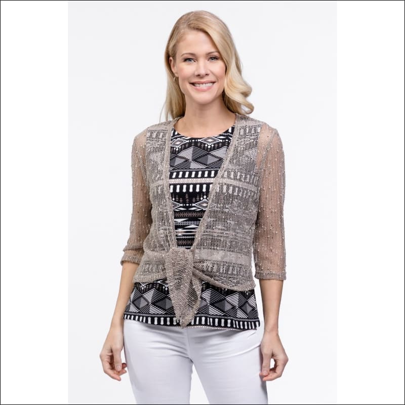 Shy vs Bold - Beige Mesh Cardigan $43.99