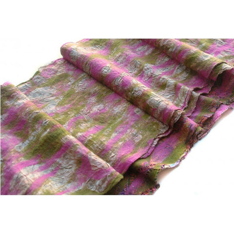 Pink and Green  Felted Vintage Scarf