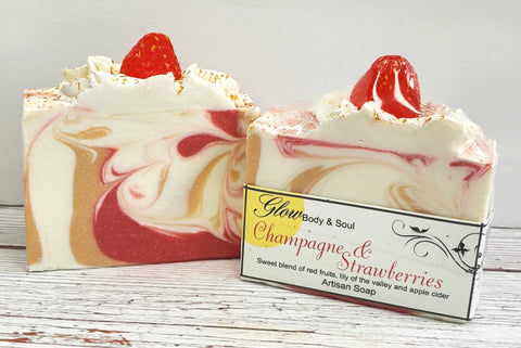Champagne and Strawberries Soap Handmade Cold Process Vegan Soap