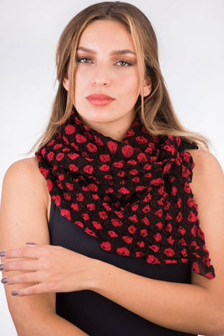 red and black crinkle scarf