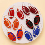 Two-Tone Rhinestone Pave Football Dangle Earrings: Blue