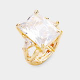 Rectangle Crystal Stretch Ring: MULTI