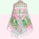 AKA Pink Green Houndstooth Fashion Shawl Scarf