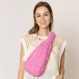 Quilted Stylish Lightweight Puffer Sling Bag: GRN / ONE SIZE