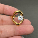 Zircon Inlaid Irregular Geometry 18K Gold Plated SS Ring - FGS: B