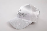 VIA FIORE Love Rhinestone Satin Baseball Cap : Black