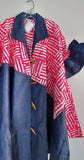 Denim Shirt Dress with Ankara African Print 3139-L: Red