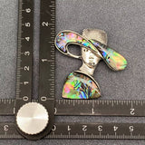 Abalone Shell Silver Tone Trendy Lady Brooch