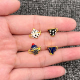 Enamel Tea Cup & Teapot Asymmetric Ear Studs: B