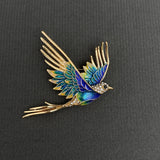 Flying Swallow Bird Enamel Brooch: C