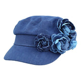 Flower Denim Newsboy Hat