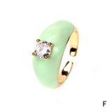 Colorful Enamel Inlaid Zircon Ring: D / Opening adjustable