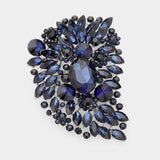 Oversize Multi Stone Floral Pin Brooch: Purple