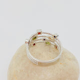 Women Copper Inlaid Colored Cubic Zirconia Ring: 8