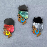 Girl Wearring Turban Acrylic Brooch: Wine red