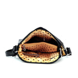 Sparkling Peacock Feather Crossbody Sling: Black