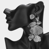 Oversized Metal Cutout Flower Drop Earrings
: Gold